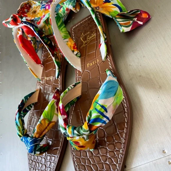 NIb christian louboutin niloofar satin sandal flat sz 37 - Picture 5 of 9